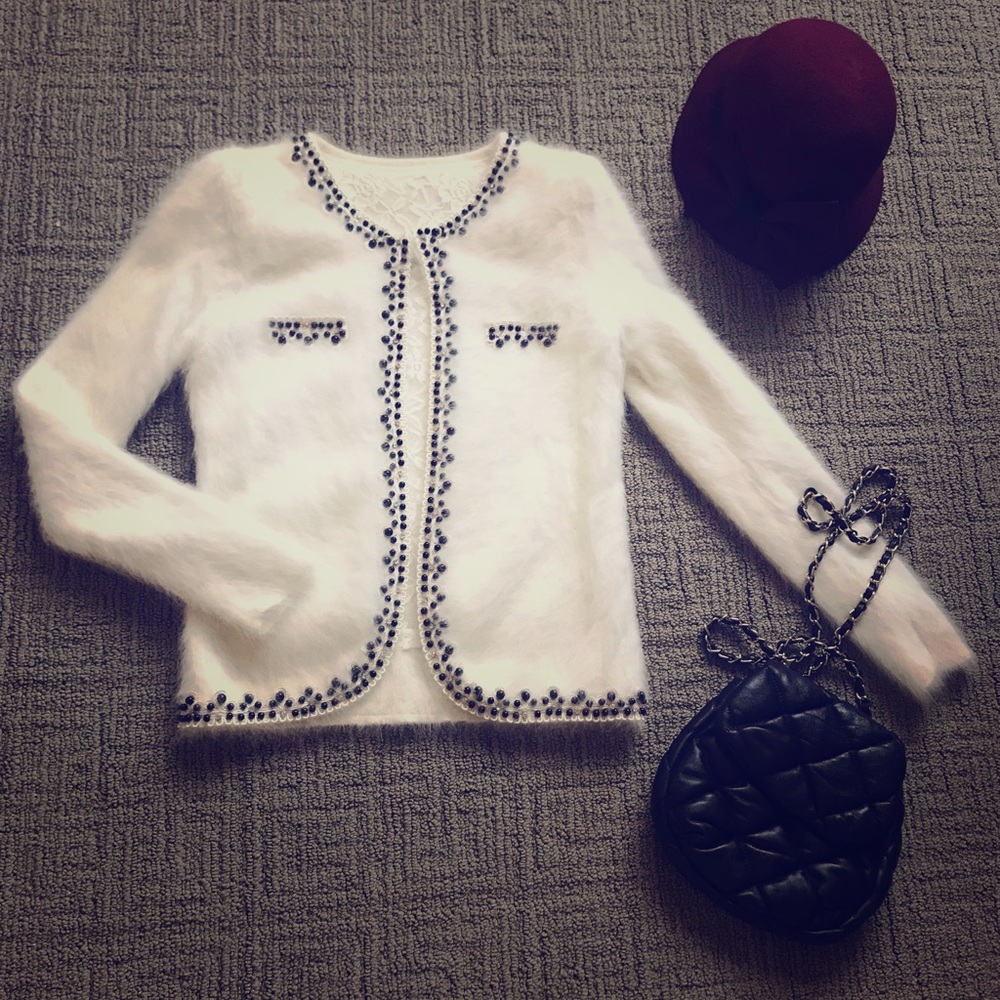 Elegant White Soft Knit Jacket | Chic Cropped Coat